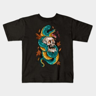Japanese Tattoo Style Skull and Snake Kids T-Shirt
